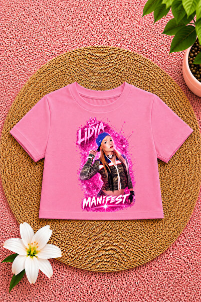 MECH BUTİK Manifest Printed Pink Crop T-Shirt Is a Slim Fit. Order One Size L...