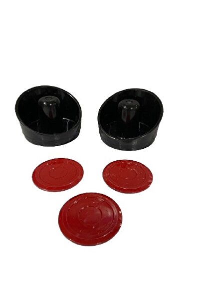 Siyah Renk Aır Hockey Elcik Ve Kırmızı Renk Disk Havalı Hockey Tokacı Ve Diskleri