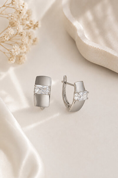 Archhazel Jewelery Baguette Stone Steel Earrings