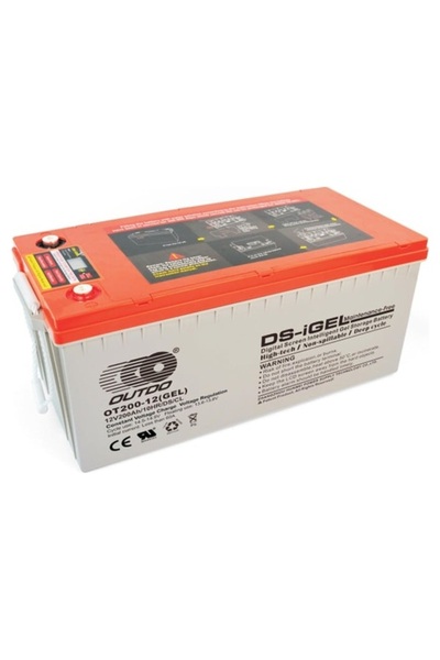 OUTDO BATTERY OUTDO 12V 200Ah Dijital Ekranlı Deep Cycle Jel Akü OT200-12