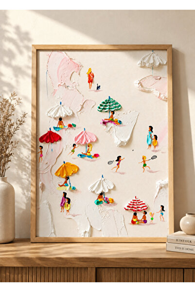 Pegziz One Day at the Beach Colorful Beach Themed Modern Decorative Painting ...