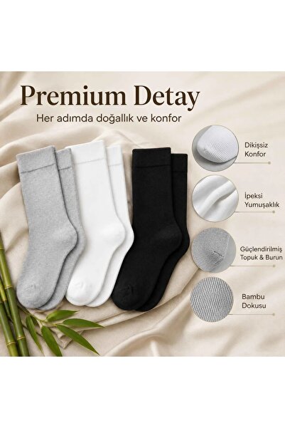 Erkek Bambu Soket Çorap 6’lı Paket, Dikişsiz Parfümlü Nefes Alan Yumuşak Nem Emici Günlük Uzun Çorap