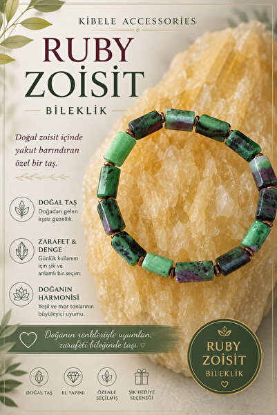 Ruby Zoisit (Anyolit) Bileklik, Yakutlu Zoisit Bileklik