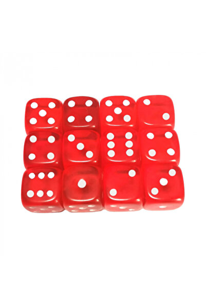 Game Master Set of 12 dice, 12 mm, red, quality, translucent plastic