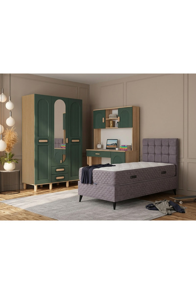 denimo Komple MDF Genç ve Çocuk Odası / Dolap - Çalışma Masası - Baza - Yatak...