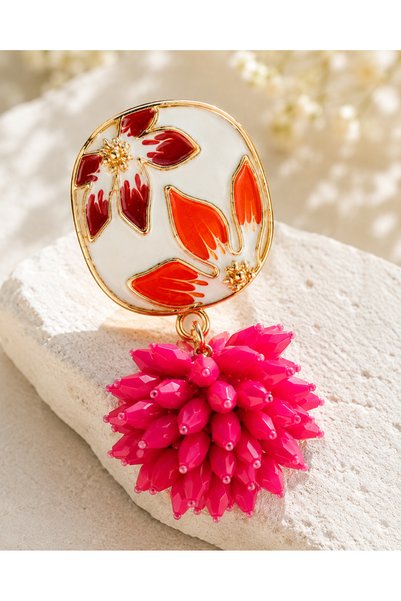 Generic Brand Fuchsia Bloom Earrings