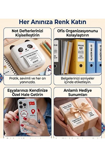 lstri Kablosuz Fotoğraf Kablosuz Etiket Yazıcı Baskı Makinesi Mini Yazıcı, USB Şarjlı Taşınabilir Mürekkepsiz Etiket Yazıcısı, Fotoğraflar, Notlar, Hediyeler, Makbuzlar, Ios Android Uyumlu Termal Printer