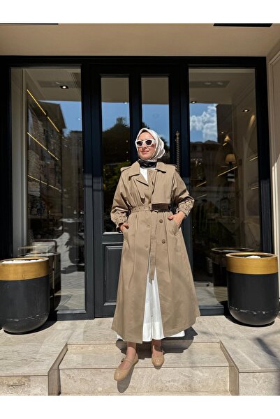 QOOQ STORE 26SS601 Valen Kadın Trench Vizon