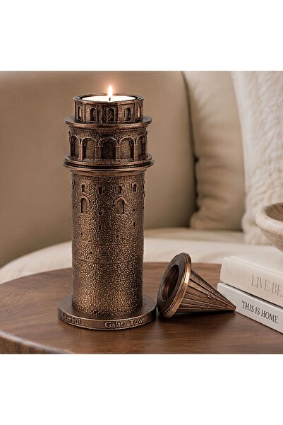 Bahar Aydınlatma Galata Tower Bronz Dekoratif Mumluk