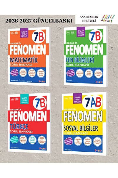 Fenomen Yayıncılık 7.SINIF MAT FEN BİL TÜRKÇE VE SOSYAL BİLGİLER B SERİSİ SOR...