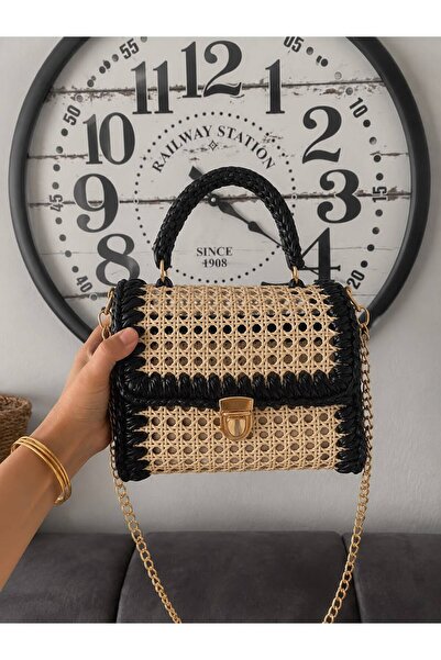 Generic Brand Elemeği Hezeranlı Box Bag Design Crossbody Straw Hezeran Bag