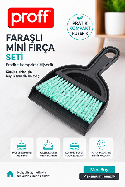 Proff Mini Faraş ve Fırça Takımı Araç İçi Ofis ve Tezgah Üstü Temizlik Seti 2...