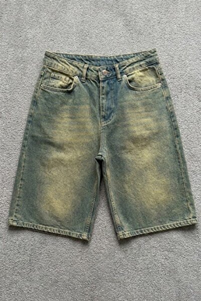 Karakedi Blue Yellow Exciting Straight Y2K Unisex Baggy Shorts