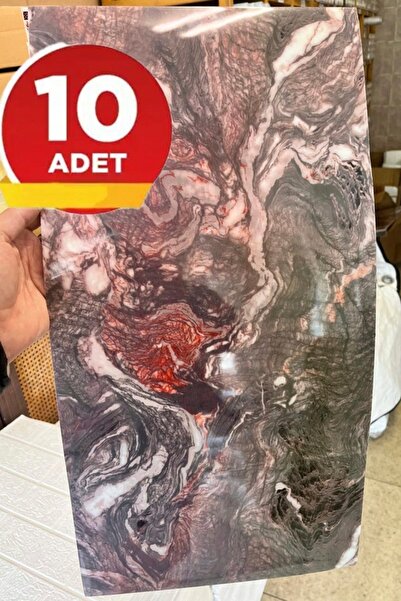 BienHome 10 Adet, 30x60cm bordo, antrasit, ve beyaz Renkli Mermer Desenli Ken...