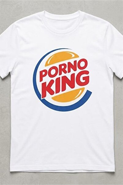 Karakedi Λευκό Μπλουζάκι Unisex  "King of Porn "
