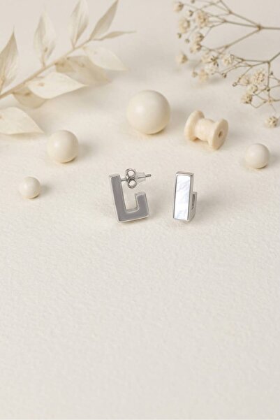 Archhazel Jewelery Hena Model White Stone Steel Earrings