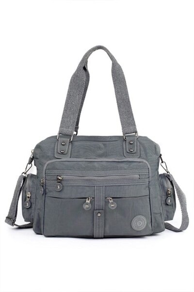 Karakedi Gray Washed Leather Multi-Compartment Bag