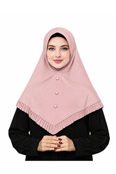 Linda Hijab Ladies Maroon Button Front Hijab with Ruffle Trim – Elegant Modes...