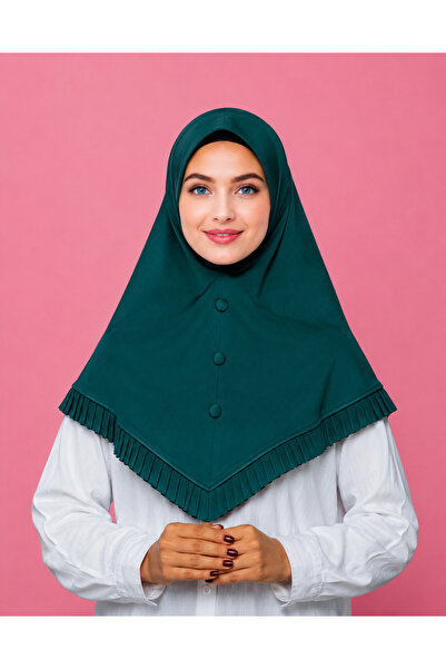 Linda Hijab Ladies Maroon Button Front Hijab with Ruffle Trim – Elegant Modes...