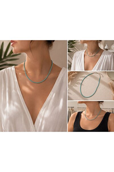 MARE BUTİK Turquoise Beaded Minimal Necklace