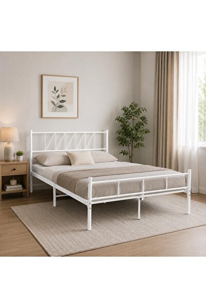 SAHABA Strong Metal Bed Frame, 200L x 140W Double Heavy Duty Solid Double Bed...