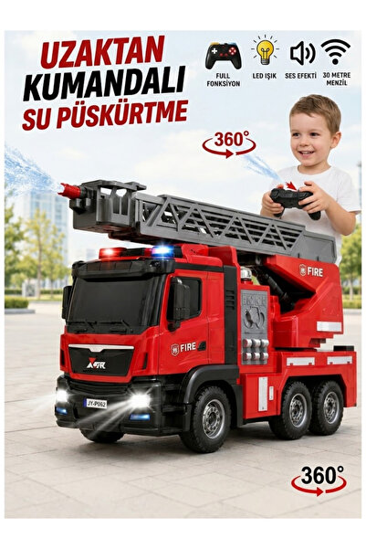 LRS STORE Büyük Boy Uzaktan Kumandalı Su Atan İtfaiye Arabası - Şarjlı, Işıkl...