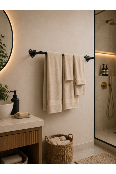arvion home Modern Siyah Duvara Monte Metal Havluluk Banyo Düzenleyici Dekora...