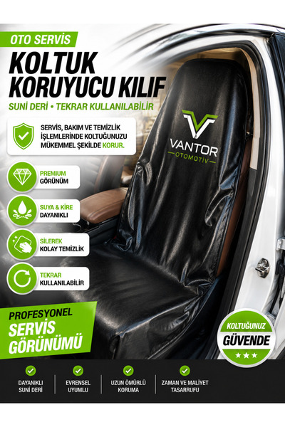 Oto Servis Koltuk Koruma Kılıfı – Tekrar Kullanılabilir Suni Deri Servis Koltuk Örtüsü – Kahverengi – Kişiye Özel Baskılı