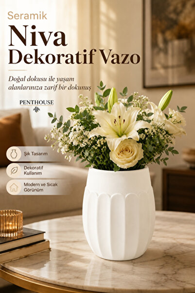 Penthouse Niva keramička dekorativna vaza 15 cm Moderna dekorativna vaza za d...