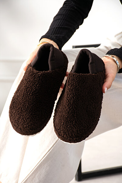 ModaMert Women's Brown Comfortable and Useful Home Shoes with Elastic Back, H...