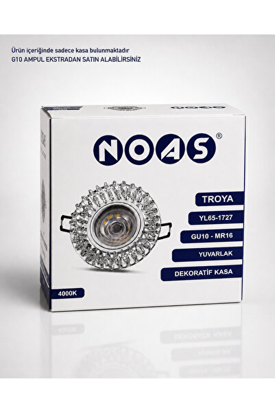 Troya YL65-1727 Yuvarlak Kristal Dekoratif Spot Kasası GU10 MR16 Uyumlu