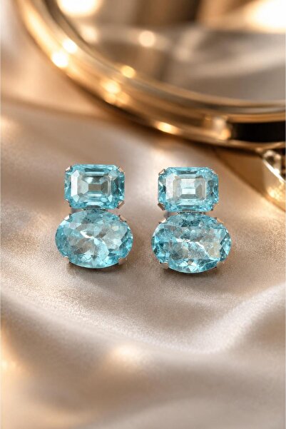 Valmont Turquoise Crystal Stone Panda Model Double Stone Women's Earrings