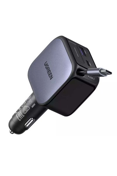 Ugreen Încărcător auto EC603 (55909B), cu cablu USB-C retractabil, port dublu...