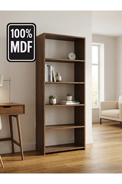 Paye Furni 5 Raflı Kitaplık %100 MDF - Venezia Ceviz