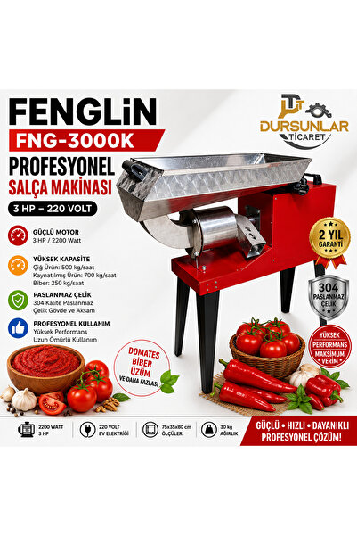 Fenglin FNG-3000K TezgahÜstü Profesyonel Salça Makinası 3 Hp 220 Volt