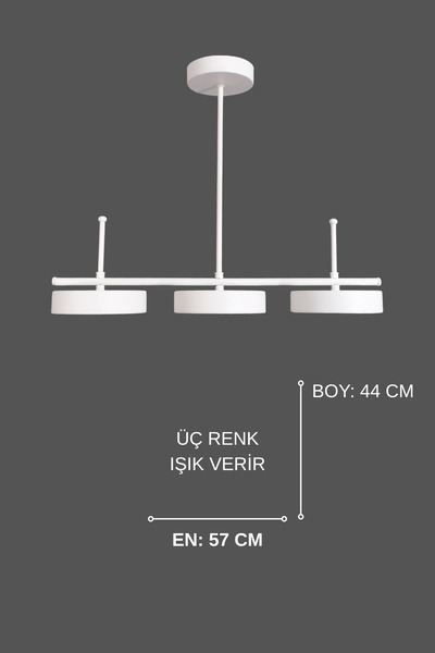 Fer Avize Çello Led Modern Tasarım 3 Renk Işık Seçenekli Enerji Tasarruflu 3'lü Led Avize Mutfak Salon Çocuk Odası Giyinme Odası
