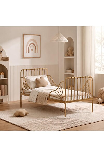 SAHABA Metal Baby Bed, Toddler Bed Frame, 170 x 80 cm Single Bed Frame , Stor...