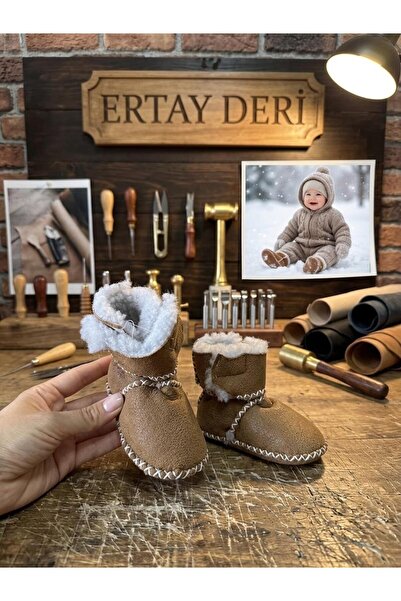 Ertay Deri Genuine Leather Handmade Baby Booties Baby Home Shoes