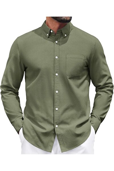 GENERAL Casual Shirt Long Sleeve Button down Shirts for Men Oxford Fabric Dre...