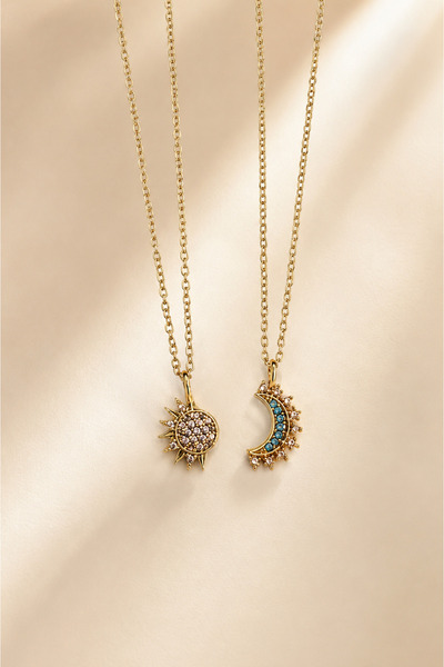 Alexis Carrel Solaria Sun and Moon Figured Friend Necklace Set