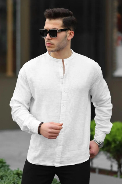 RZT COLLECTİON Müslin kumaş hakim yaka oversize erkek gömlek