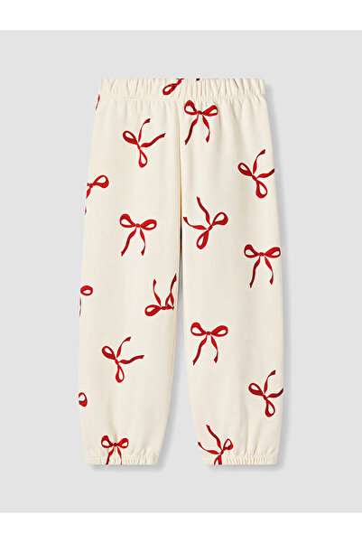 LC Waikiki Pantaloni de trening pentru fete, cu imprimeu cu funde, cu 3 fire.