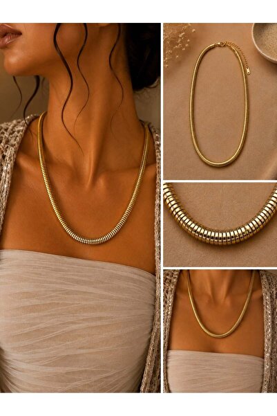 MARE BUTİK Gold Round Form Chain Necklace