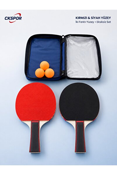 SLİPT 2’li Masa Tenisi Raketi Seti 3 Top ve Fermuarlı Taşıma Çantalı Ping Pong Seti