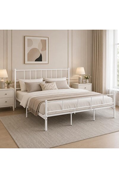 SAHABA Metal Bed, Double Full Bed Frame, 200L x 180W Metal Platform Bed Frame...