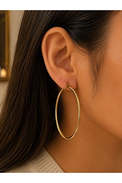 MARE BUTİK Big Hoop Gold Steel Earrings
