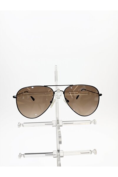 Benx Sunglasses Unisex Çift Köprülü Siyah / Gunmetal Metal Çerçeveli Kahveren...