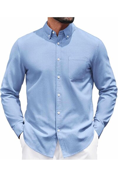 GENERAL Casual Shirt Long Sleeve Button down Shirts for Men Oxford Fabric Dre...