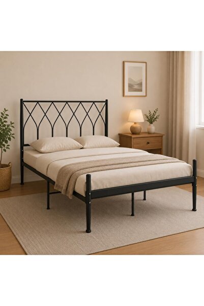 SAHABA Bed Frame, 190 L*120 W Double Metal Bed with Headboard and Footboard, ...