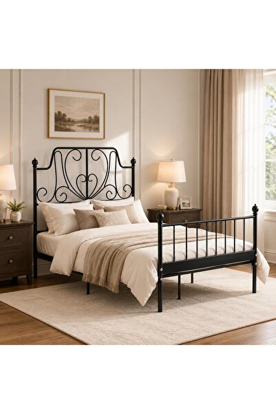 SAHABA Bed Frame with Headboard, Metal Bed Frame with Storage Black, Single X...